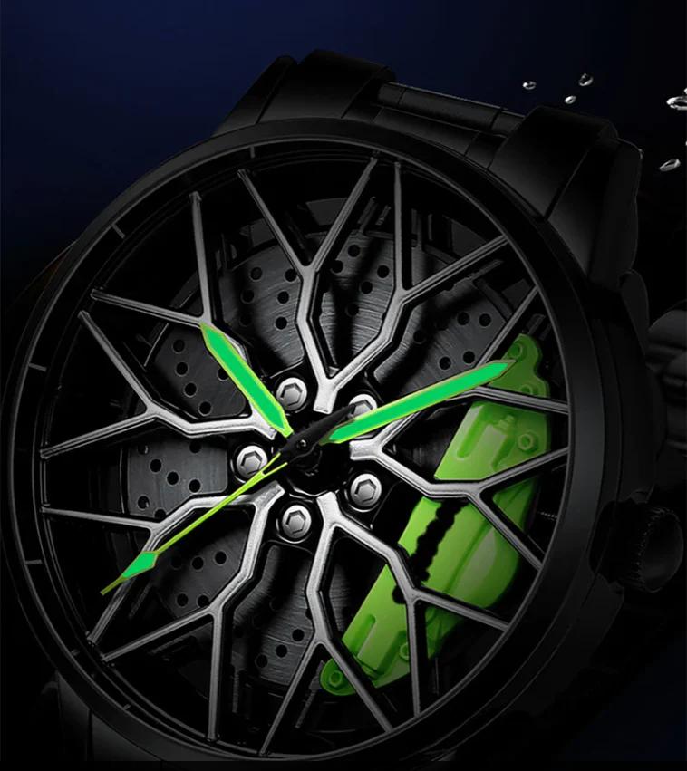 Limited Edition Rotating Alloy Wheel watch - Stainless Steel chain